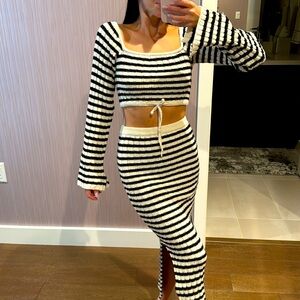 Sweater set two piece petite 00 ASOS stripes skirt and long sleeve top